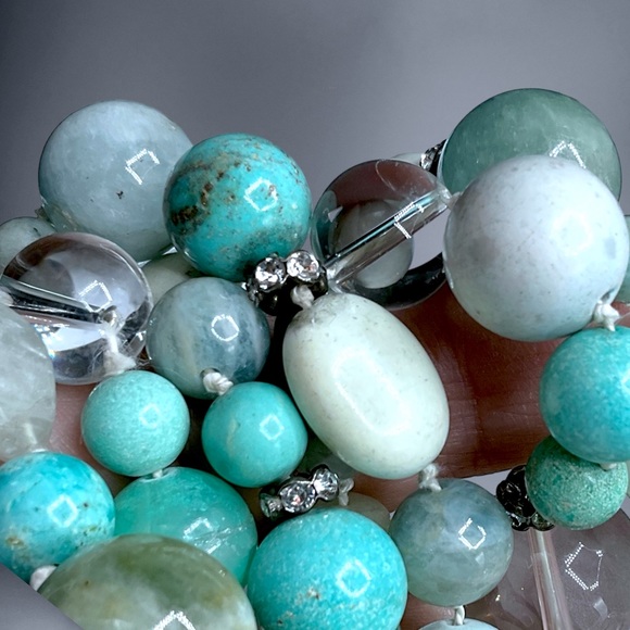 🌺Vintage Sterling, Turquoise, Amazonite, Chrysoprase + Necklace - Picture 5 of 15